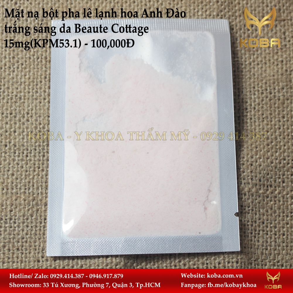Mặt nạ bột pha lê lạnh hoa Anh Đào trắng sáng da Beaute Cottage 15mg