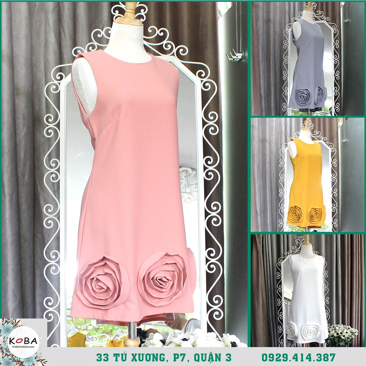 Đầm váy chữ A Hoa Vải Thanh Lịch