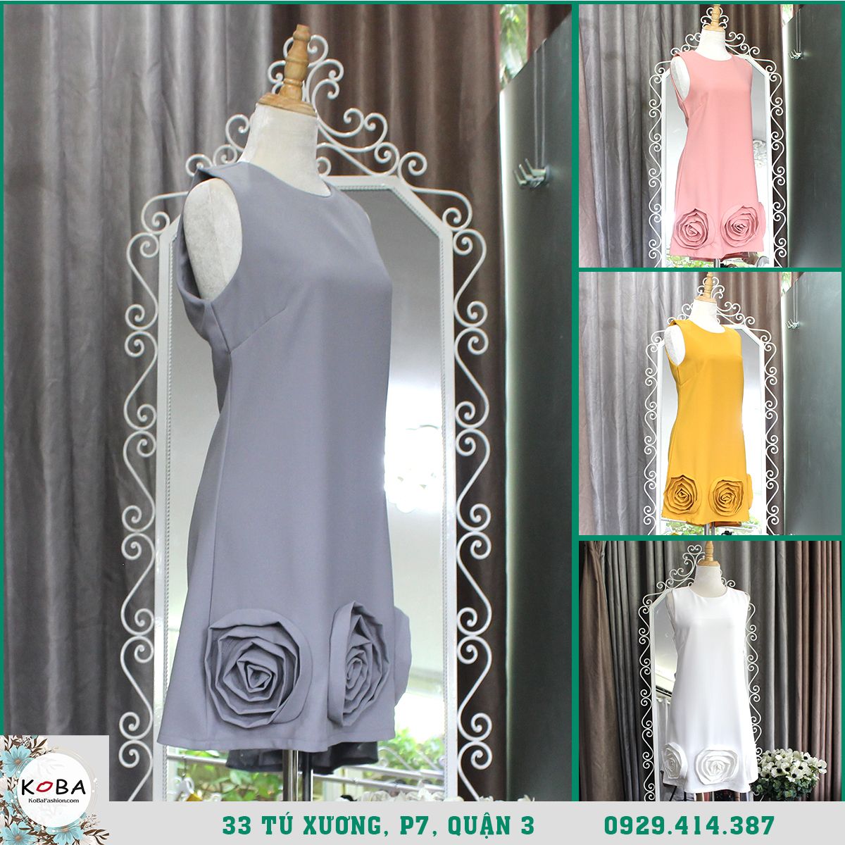 Đầm váy chữ A Hoa Vải Thanh Lịch