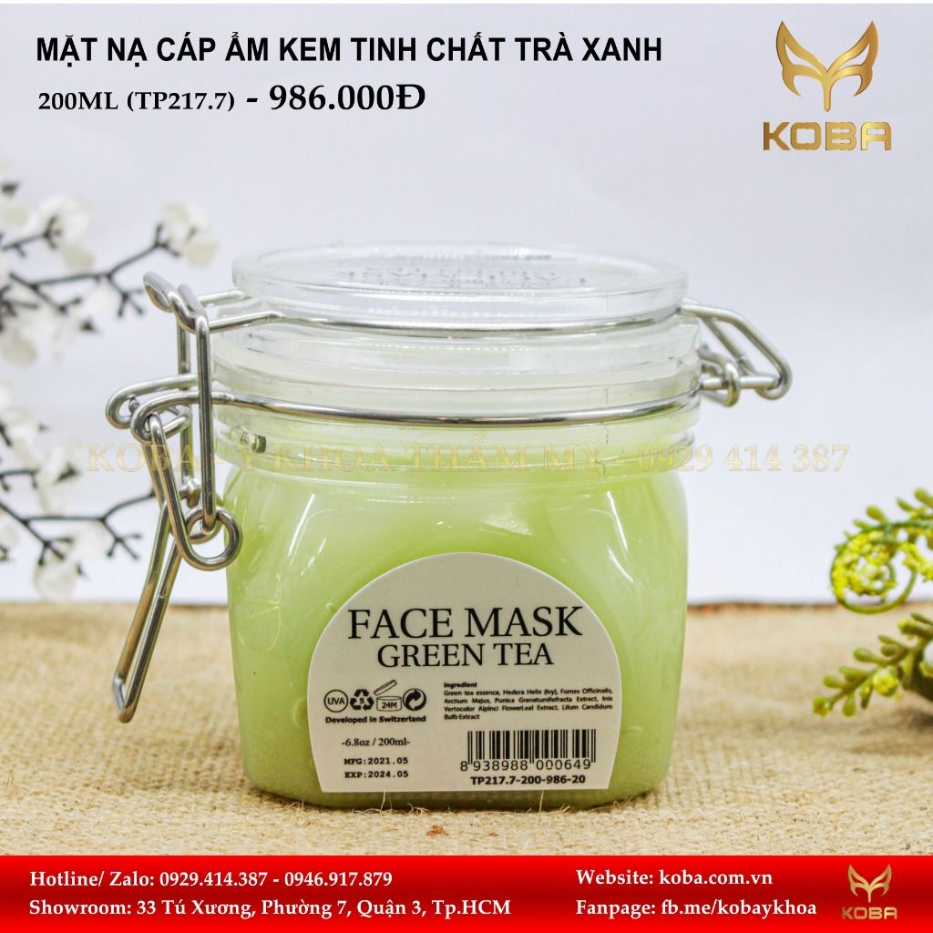 Mặt nạ cấp ẩm Kem tinh chất trà xanh