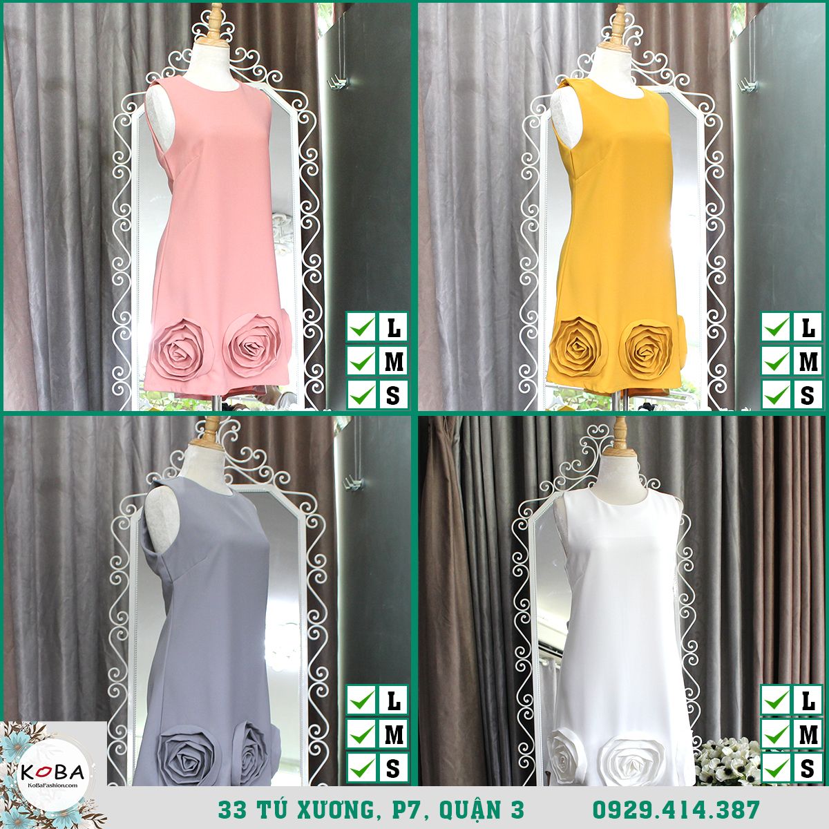 Đầm váy chữ A Hoa Vải Thanh Lịch