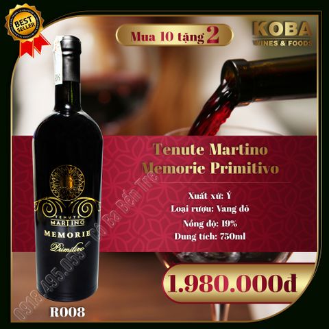  Rượu Vang đỏ Ý - Memorie Primitivo IGT Salento 17 và 19 độ 