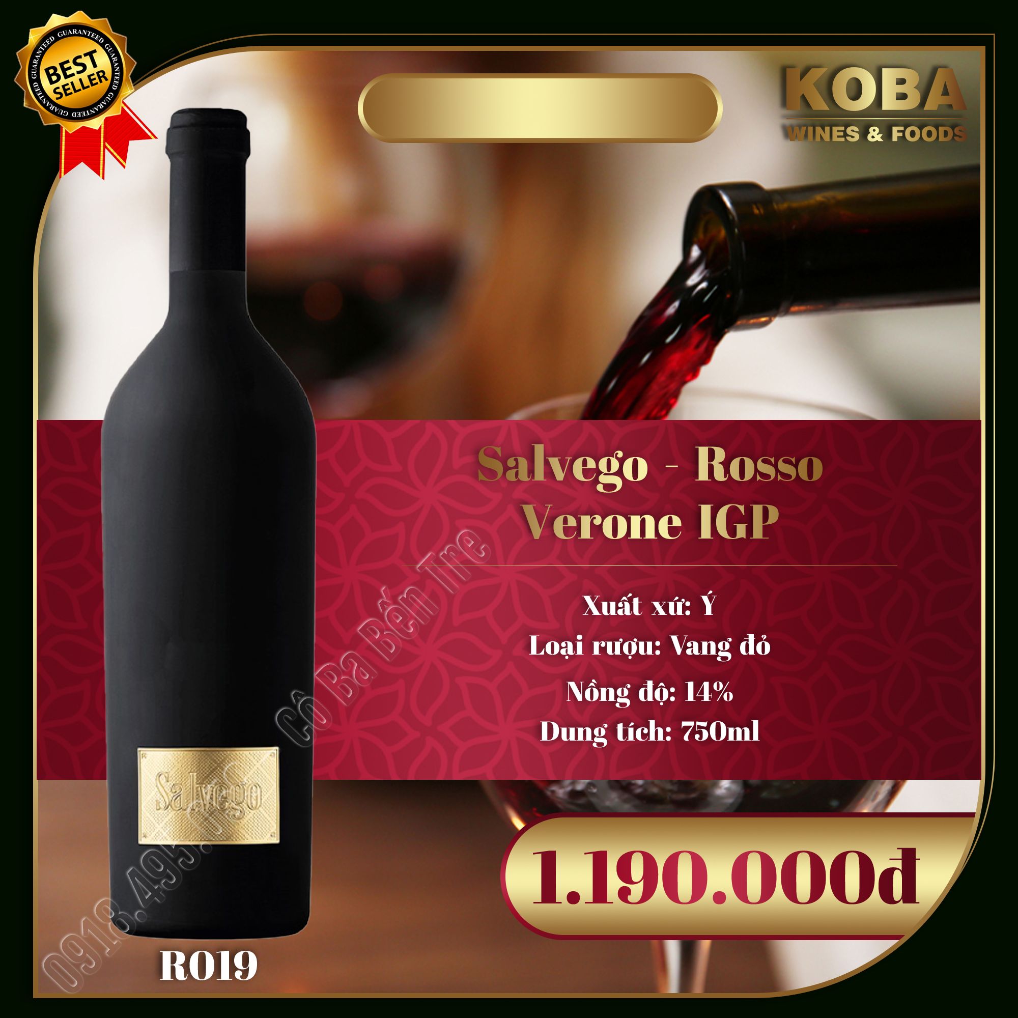 Rượu Vang Đỏ Ý - Salvego - Rosso Verone IGP - 14 độ