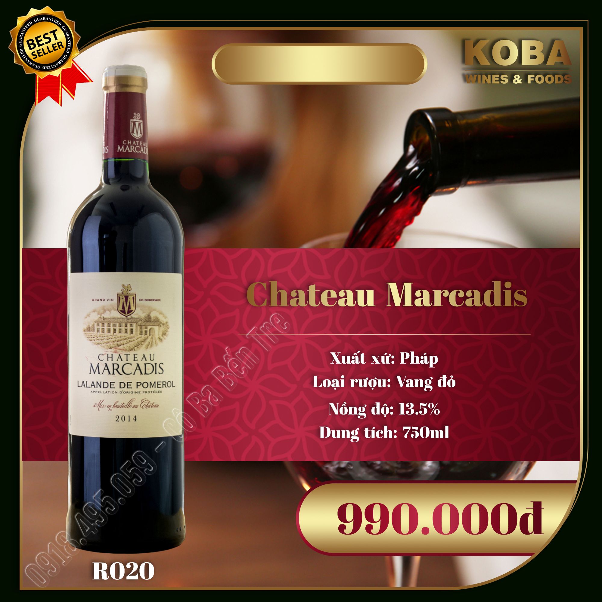 Rượu Vang Đỏ Pháp - Chateau Marcadis - 13.5 độ