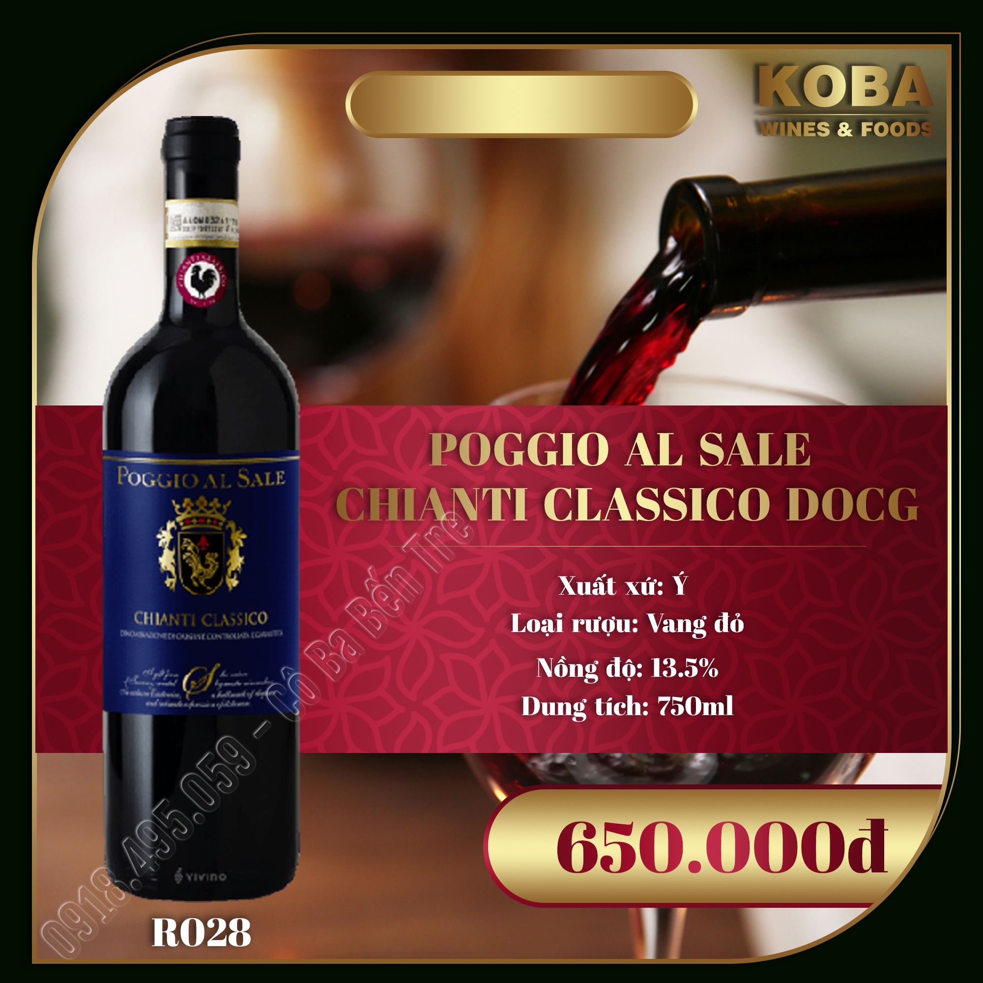 Rượu Vang Đỏ Ý - POGGIO AL SALE CHIANTI CLASSICO DOCG - 13.5 độ