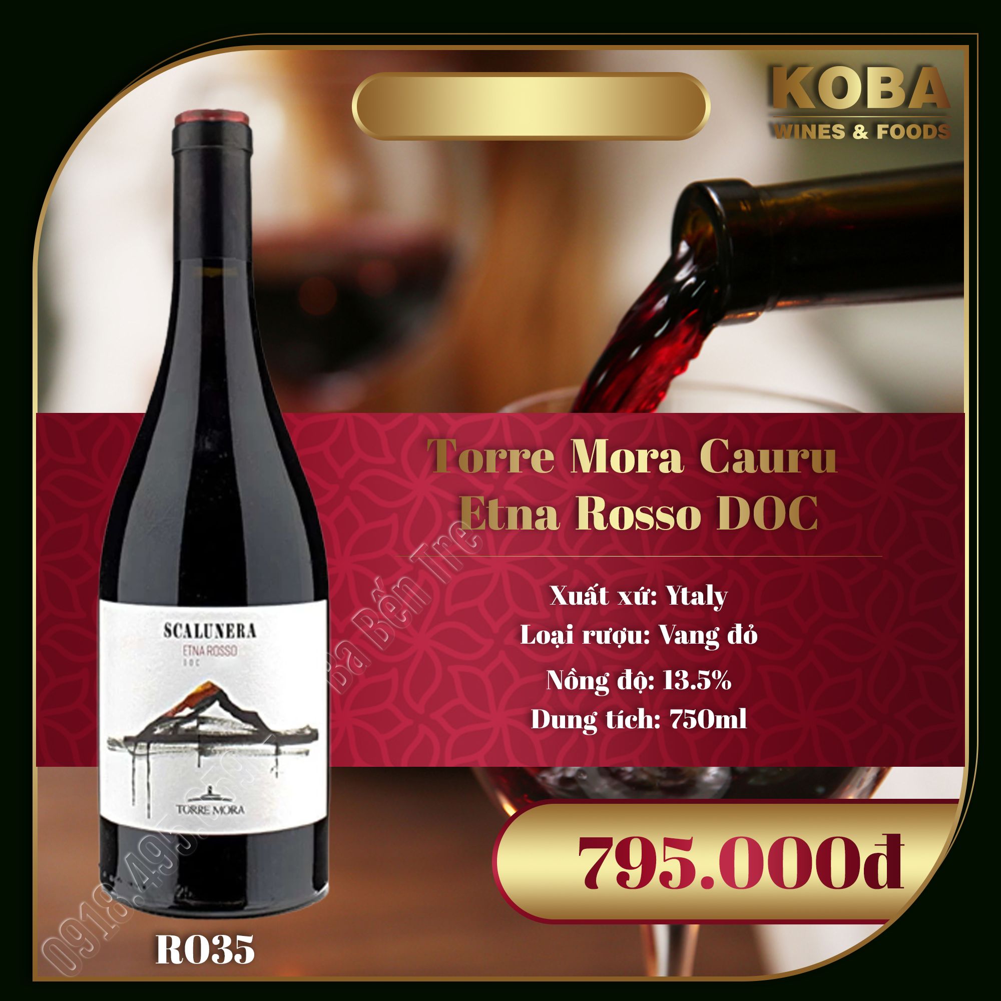 Rượu Vang Đỏ Ý - Torre Mora Cauru Etna Rosso DOC - 13.5 độ