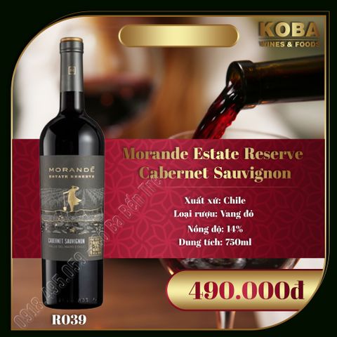  Rượu Vang Đỏ Chile - Morande Estate Reserve Cabernet Sauvignon - 14 độ 