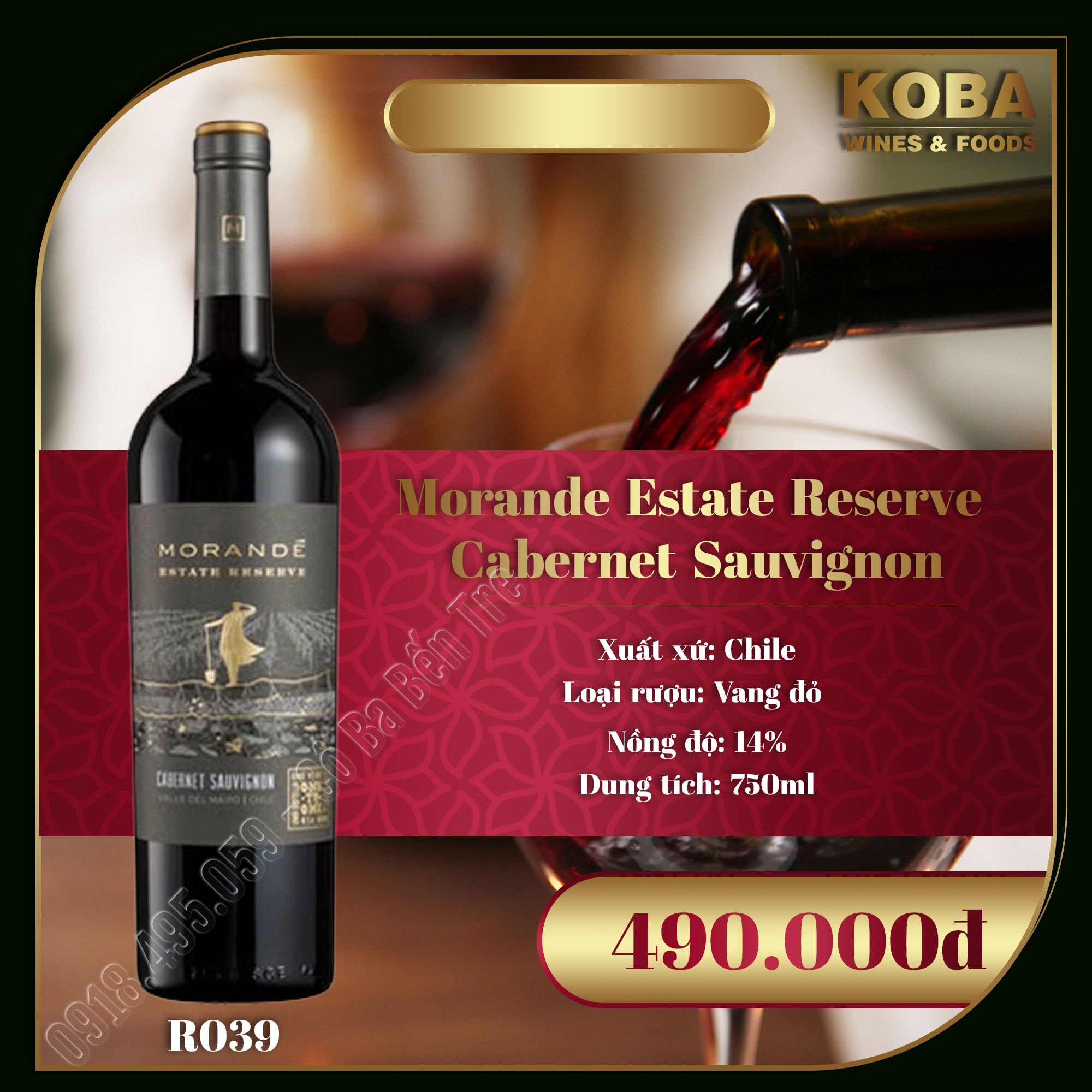 Rượu Vang Đỏ Chile - Morande Estate Reserve Cabernet Sauvignon - 14 độ