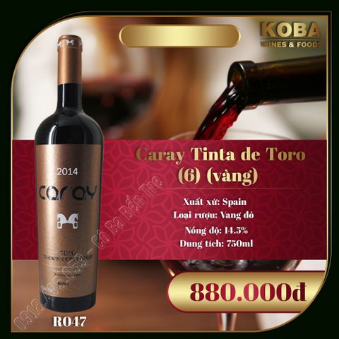  Rượu Vang Đỏ Spain - Caray Tinta de Toro 2014 (6) (Vàng) - 14.5 độ 