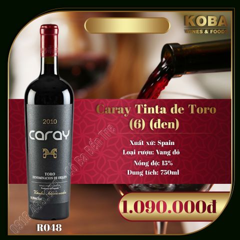  Rượu Vang Đỏ Spain - Caray Tinta de Toro 2010 (6) (Đen) - 15 độ 