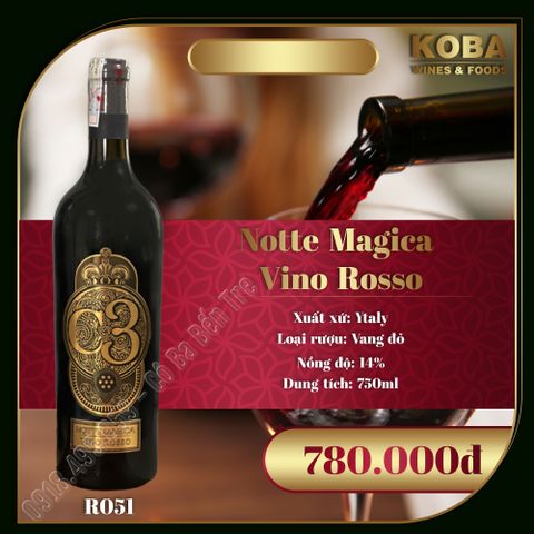  Rượu Vang Đỏ Ý - KOBA C3 NOTTE MAGICA VINO ROSSO - 14 độ 