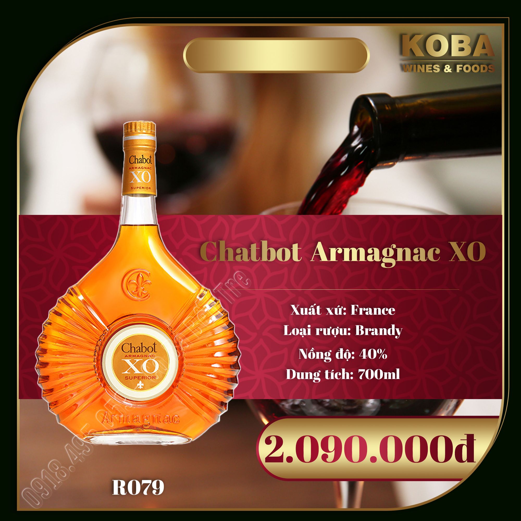 Rượu Brandy Pháp - Chatbot Armagnac XO - 40 độ