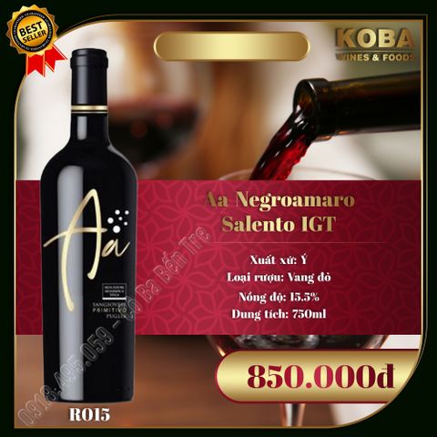  Rượu Vang Đỏ Ý - Aa Negroamaro Salento IGT - 15.5 độ 