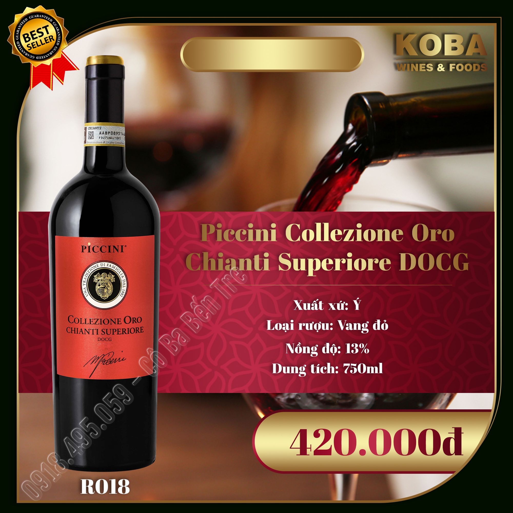 Rượu Vang Đỏ Ý - Piccini Collezione Oro Chianti Superiore DOCG - 13 độ