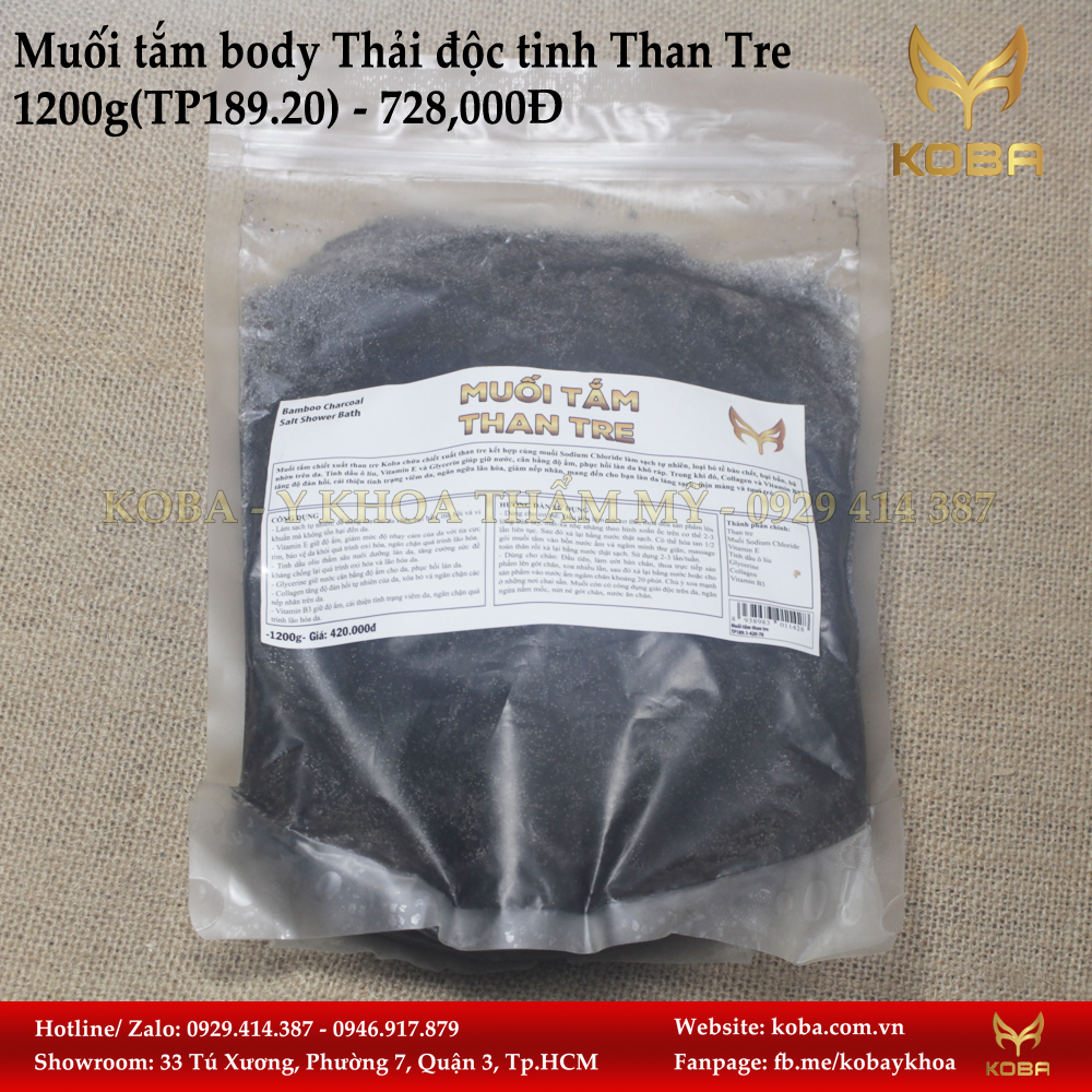 Muối tắm body Thải độc tinh Than Tre