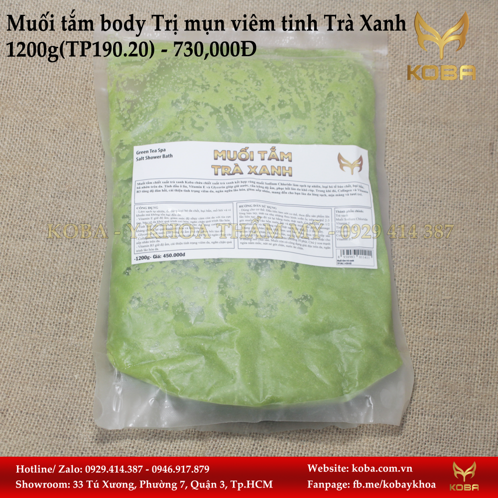 Muối tắm body Trị mụn viêm tinh Trà Xanh