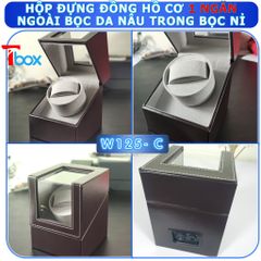 Hộp 1 xoay đồng hồ da nâu nỉ