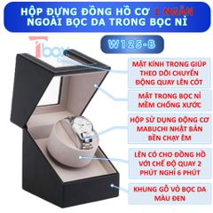 Hộp 1 xoay đồng hồ da nâu nỉ