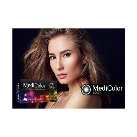  [Một Cặp] Kính Áp Tròng Australia Màu Đen Medicolor 3 tháng – Lens Màu Đen (Black) 