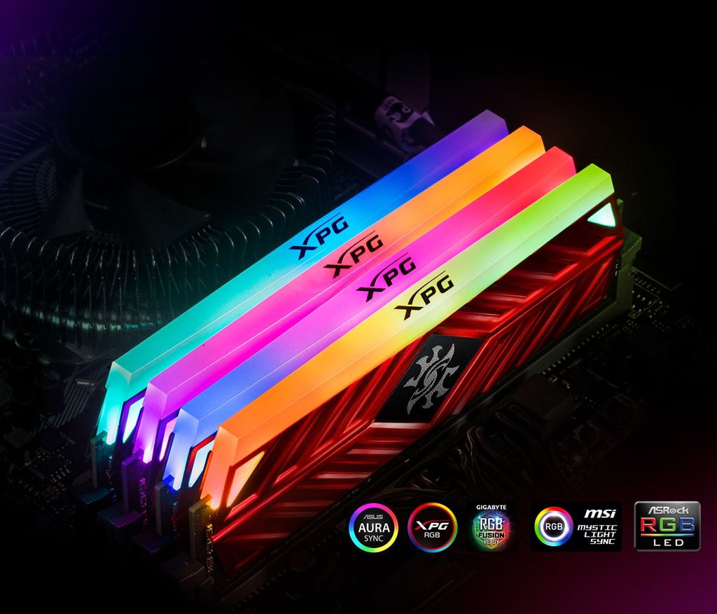 Ram ADATA SPECTRIX D41 RGB 8GB (1x8GB) DDR4 3200Mhz (RED)