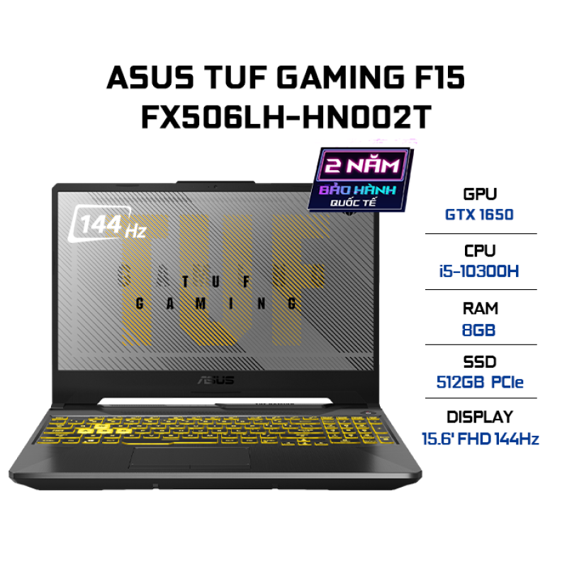 Laptop Asus TUF Gaming FX506LH i5 10300H/8GB/512GB/144Hz/4GB GTX1650/Win10 (HN002T)