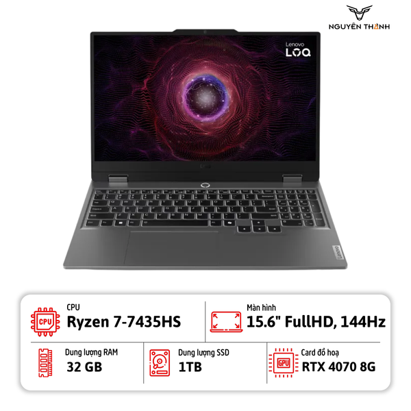 Laptop Lenovo LOQ 15ARP9 (Ryzen 7-7435HS, 32GB, 1TB, RTX 4070 8GB,