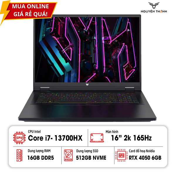 Laptop Acer Predator Helios Neo 2023 PHN16-71-76YG (Core i7-13700HX/ Ram 16GB/ SSD 512GB/ RTX 4050 6GB/ 16