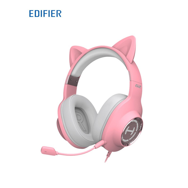 Tai nghe gaming 7.1 EDIFIER G2 II( Pink, Đèn RGB, Tai mèo)