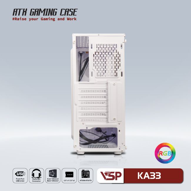 CASE VSP GAMING KA33 - White/Black