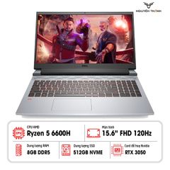 Laptop Dell Gaming G15 5525 (Ryzen 5-6600H | 8GB | 512GB | RTX 3050 4GB | 15.6'' FHD 120Hz)