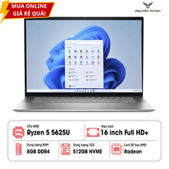 Laptop Dell Inspiron 16 5625 (Ryzen 5-5625U | 8GB | 512GB | AMD Radeon Graphics | 16 inch | Win 11 Home | Bạc)