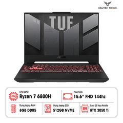 Laptop ASUS TUF Gaming A15 FA507RE-HN007W (Ryzen™ 7-6800H | 8GB | 512GB | RTX 3050Ti 4GB | 15.6-inch FHD | Win 11 | Xám)