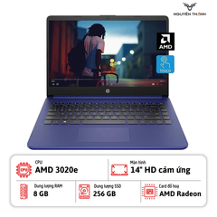 Laptop HP 14( AMD 3020e/ RAM 8 GB/ Ổ cứng 256GB/ Màn hình cảm ứng HD 14 inch, Windows 10 Home)