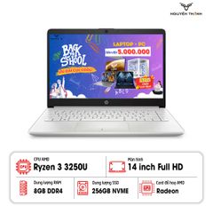 Laptop HP 14-fq0110wm (AMD Ryzen 3-3250U/ 8GB RAM/ 256GB SSD/ 14.0