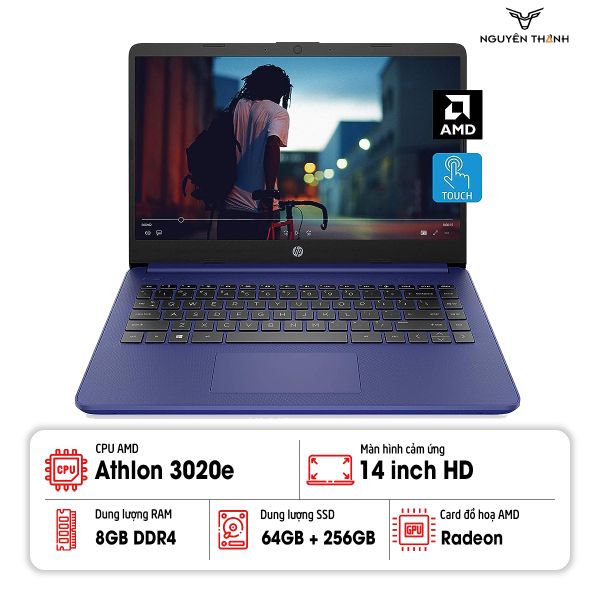 Laptop HP 14( AMD 3020e/ RAM 8 GB/ Ổ cứng 64 GB+ 256GB/ Màn hình cảm ứng HD 14 inch, Windows 10 Home)