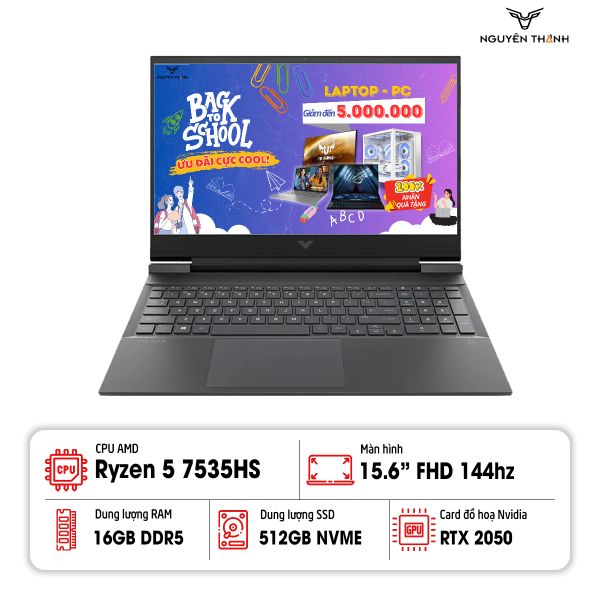 Laptop HP Gaming Victus 15-fb1013dx (AMD RYZEN 5 7535HS/ Ram 16GB/ SSD 512GB/ RTX 2050 4GB/ 15.6'' FHD IPS, 144Hz)