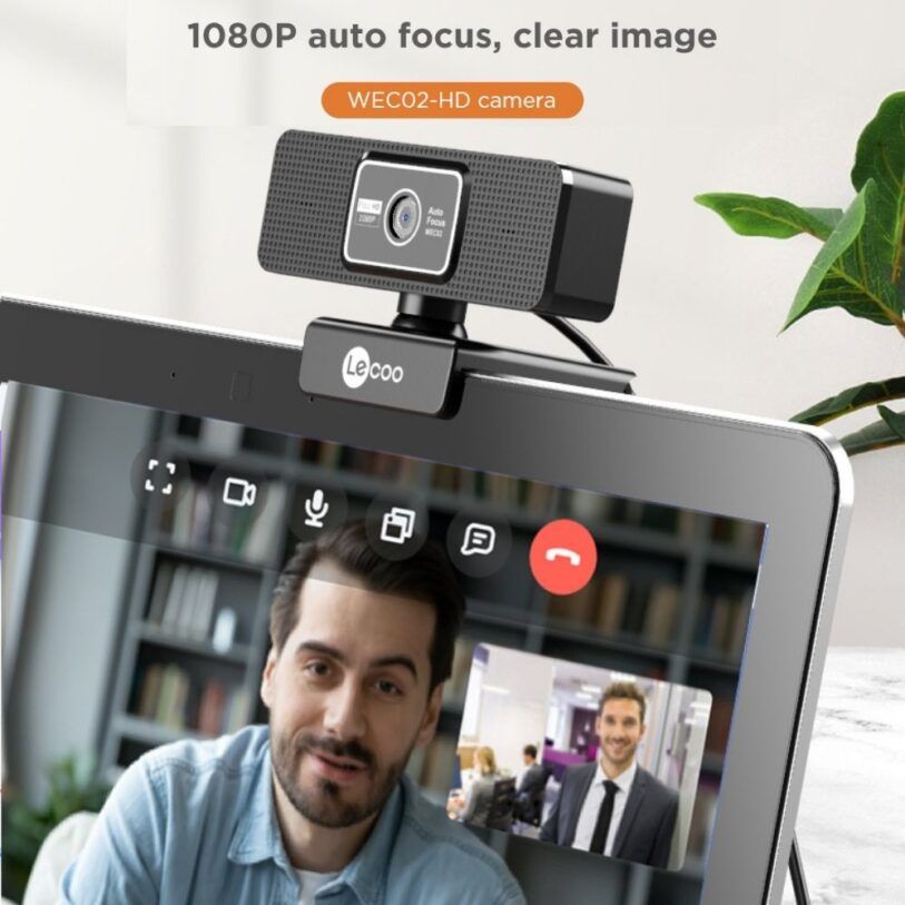 Webcam Lecoo WEC02 Full HD Black