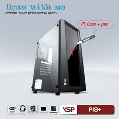 Case gaming kèm bút vẽ dạ quang P18+ (3 Fan)