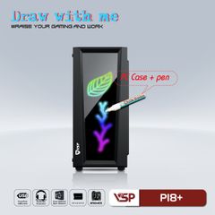 Case gaming kèm bút vẽ dạ quang P18+ (3 Fan)