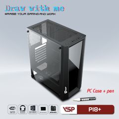 Case gaming kèm bút vẽ dạ quang P18+ (3 Fan)