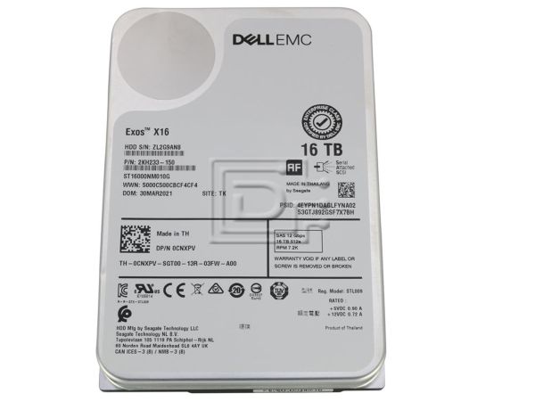 Ổ cứng HDD DELL EMC Exos X16-16TB- 3.5- SATA 6Gbps- 256MB 7200RPM (ST16000NM005G)