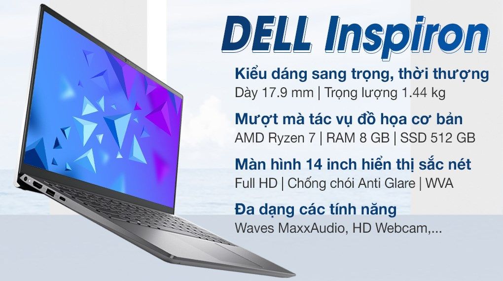 Laptop Dell Inspiron 14 5415  Ryzen 7-5700U/8GB/512GB/Office H&S/Win11