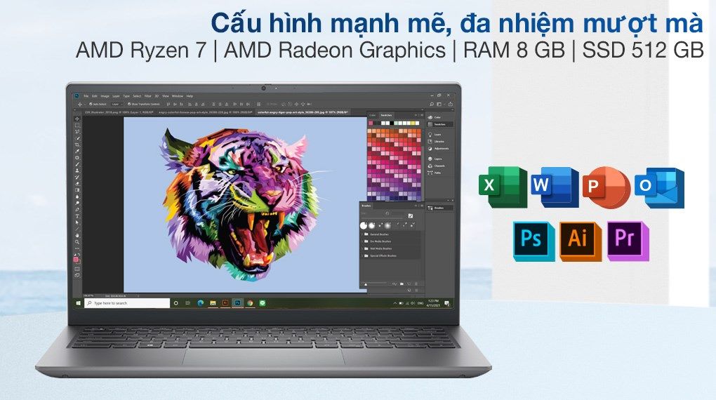 Laptop Dell Inspiron 14 5415  Ryzen 7-5700U/8GB/512GB/Office H&S/Win11