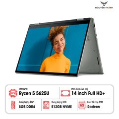 Laptop Dell Inspiron 7425 2-in-1 (Ryzen 5-5625U/ Ram 8GB/ SSD 512GB/ AMD Radeon Graphics/ 14” FHD+ Touch/ Pebble Green)