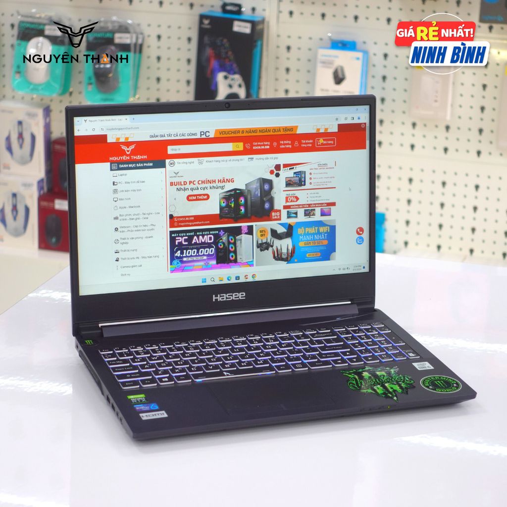 Laptop Hasee Gaming Z8 - CA5NB (Core™ i5-10200H/ Ram 16GB/ SSD 512GB + HDD 500Gb/ RTX 3060 6GB/ 15.6inch FHD 144Hz/ đen)-Likenew