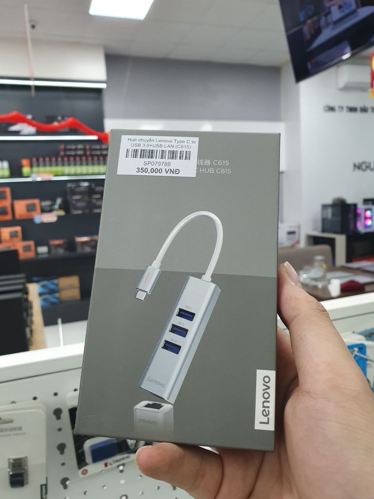 Hub chuyển Lenovo Type C to USB 3.0+USB LAN (C615)