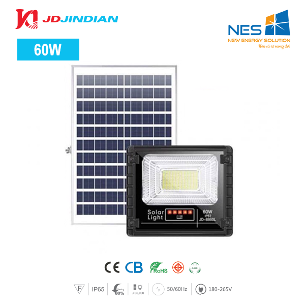 Đèn pha năng lượng mặt trời Jindian công suất 60W JD-8860L