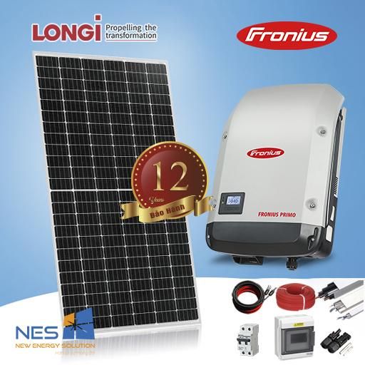 Trọn gói 8 tấm pin mặt trời Longi Mono Half Cell 445W LR4-72HPH +Inverter Fronius Primo SPI 1 Pha