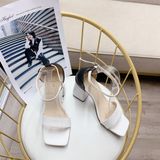 SANDAL PRADA BÍT GÓT KHÁC MÀU QUAI GÓT TRỤ 5P D0016ER