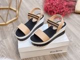 SANDAL ĐẾ ĐEN TRẮNG CỔ CHUN KẺ D0020E